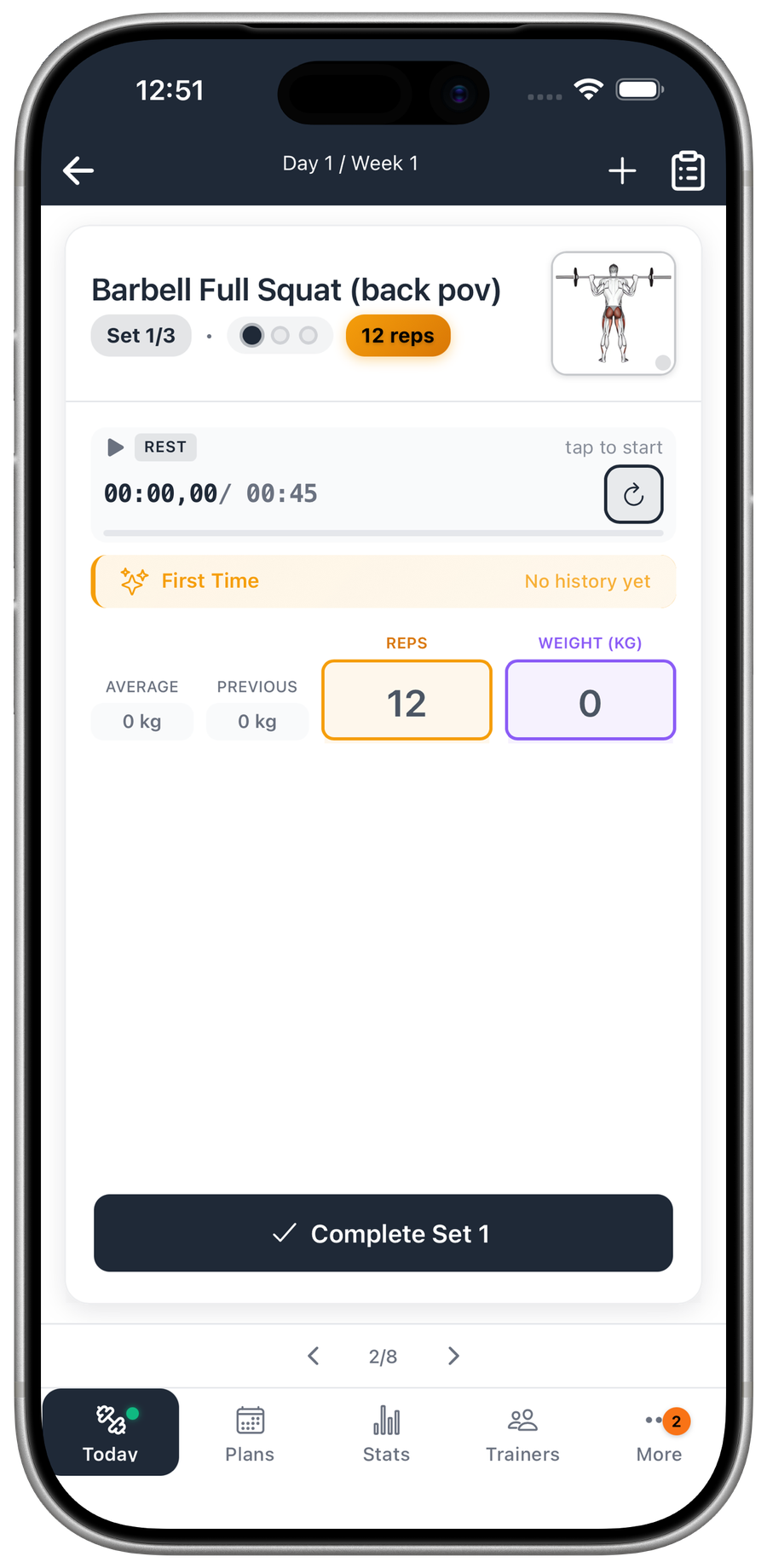 A Liftory training day in progress: exercises and the set log